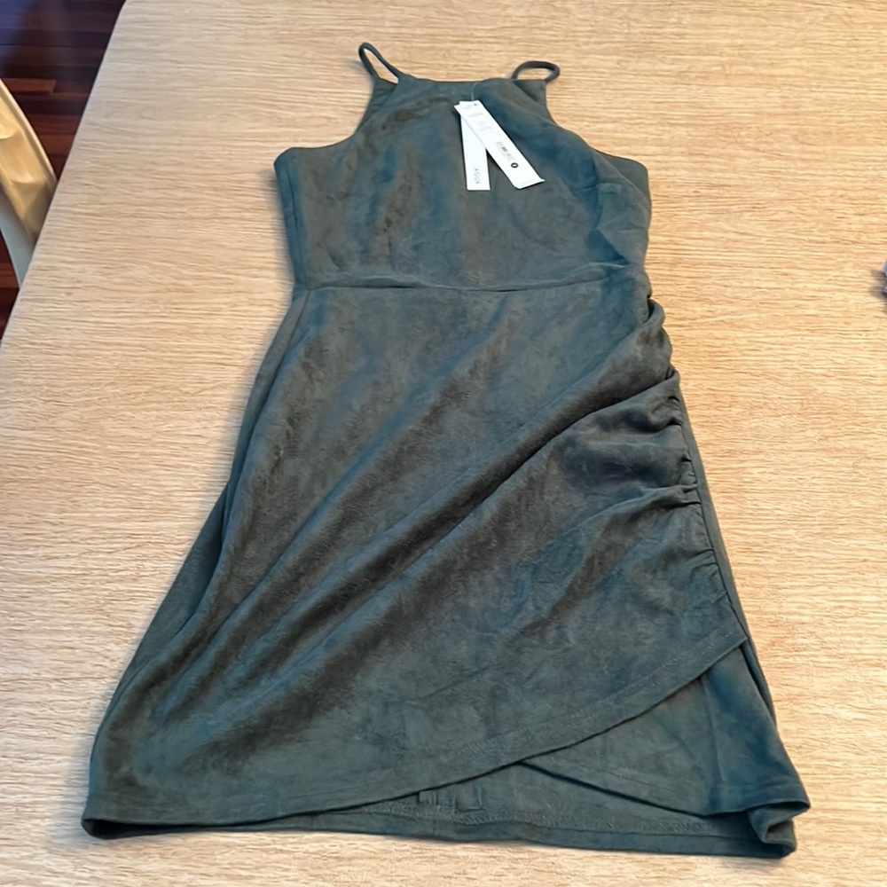 Suede green dress